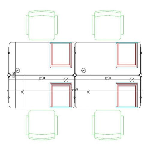 Partitioned Workstations Omega Series 4 Person Desks 2478x1216mm_1 - Theodist