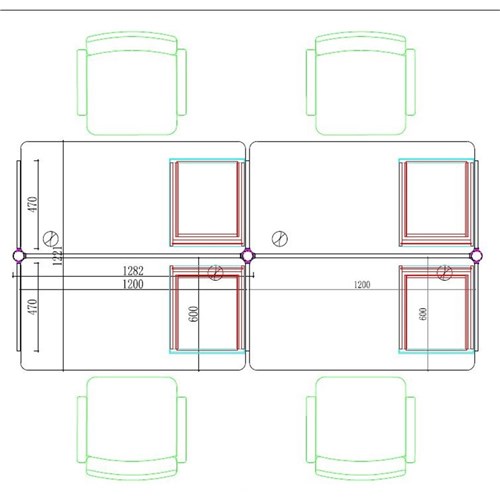 Partitioned Workstations (OB) Omega Series 4 Person Desks 2500x1221mm_1 - Theodist