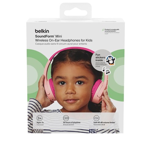 Belkin On-Ear Wireless Headphones for Kids, USB-C, Pink, AUD002BTPKV3_2 - Theodist
