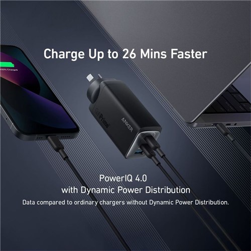 Anker B2668T11 65W 3-Port with USB-C to USB-C Cable Wall Mobile Charger Black_2 - Theodist