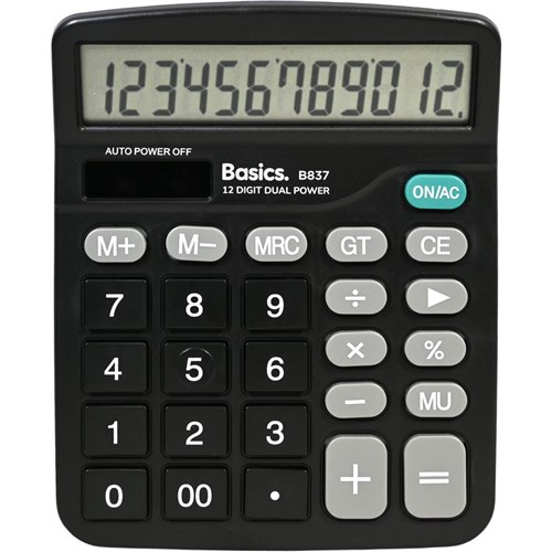 Basics B837 - Desktop Calculator Dual Power 12 Digit - Theodist