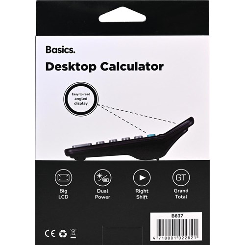 Basics B837 - Desktop Calculator Dual Power 12 Digit - Theodist