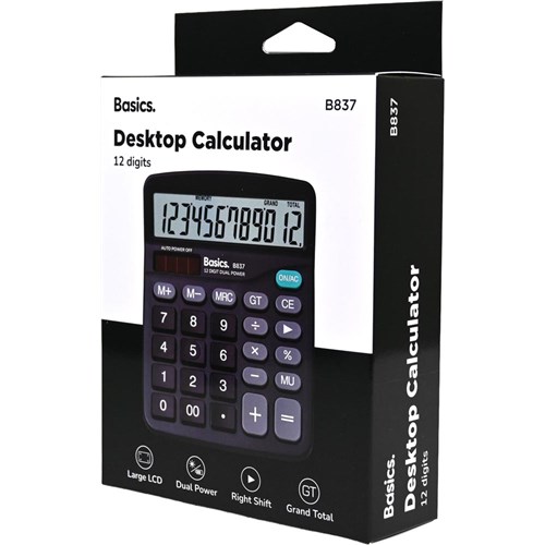Basics B837 - Desktop Calculator Dual Power 12 Digit - Theodist