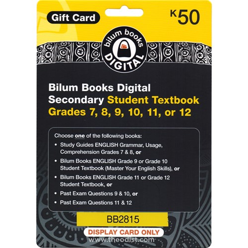 Bilum Books Digital Secondary Student Textbook Grades 7, 8, 9, 10, 11, or 12 Gift Card - K50 - Theodist 