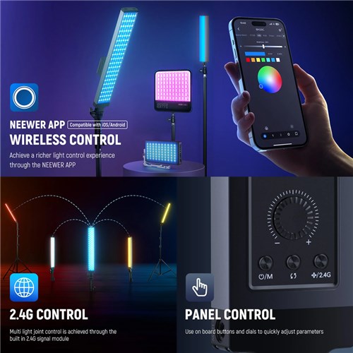 Neewer BH20C Remote RGB Light With Filter and Stand Kit_6 - Theodist