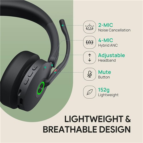 Yealink BH74 Headset USB-C/A Bluetooth Wireless Active Noise Cancellation with Stand_3 - Theodist
