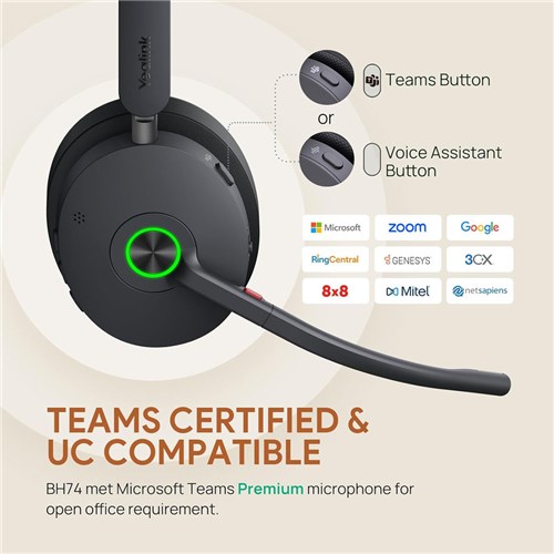 Yealink BH74 Headset USB-C/A Bluetooth Wireless Active Noise Cancellation with Stand_4 - Theodist
