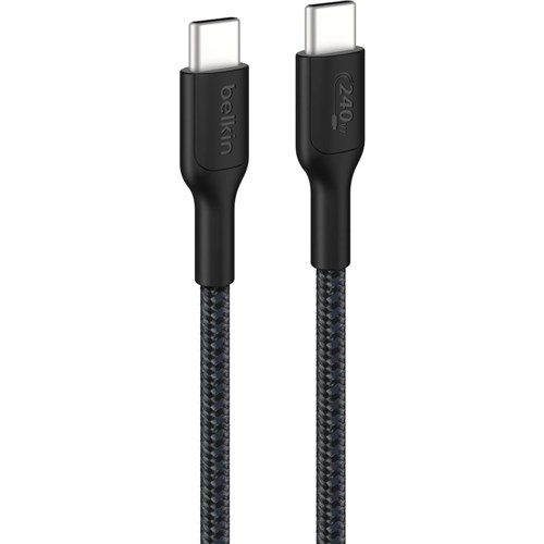 Belkin Boost Charge Pro 240W USB-C to USB-C Braided Data Cable, 3m, Black, CAB025FQ3MBK - Theodist