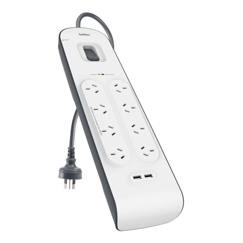 Belkin Surge Plus USB Surge Protector, 8 x AC, 12W, 2M with 2x USB-C, BSV804AU2M - Theodist