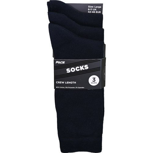 Pace BNES3P Business Crew Socks, 3 Pairs, Size 8-11 UK, Black and Navy Blue_2 - Theodist
