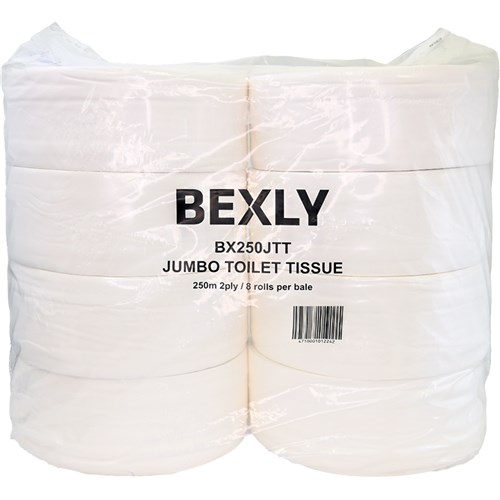 Bexly BX250JTT Jumbo Toilet Tissue 250m 2 Ply 8 Rolls/Bale - Theodist