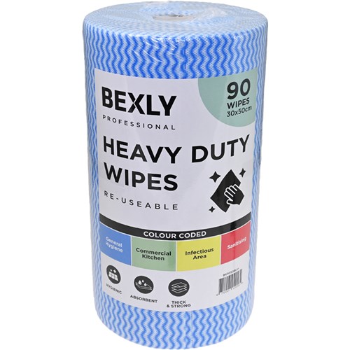 Bexly BX3050 Professional Heavy Duty Wipes Reusable, 90 Wipes, Colour Coded 30x50cm_1 - Theodist