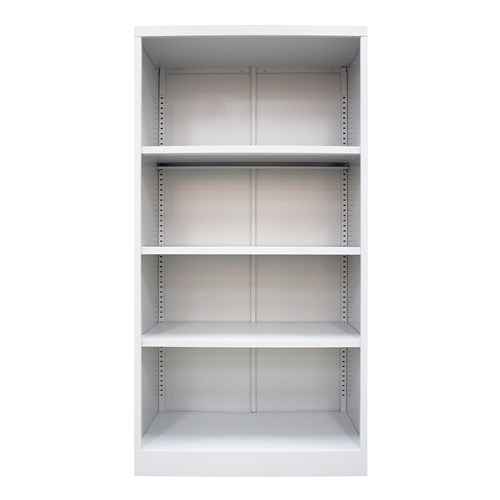 BZ183X Steel Bookcase Adjustable 3 Shelves 915x457x1830mm, White - Theodist