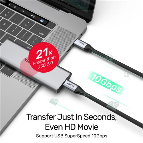 Unitek C14082ABK USB-C Male to Male Fast Data & Charging Cable 1M, 4K@60Hz, 100W_3 - Theodist