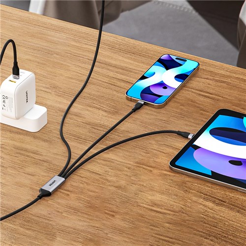 Unitek C14101AGY01-1.5M 3-in-1 USB-C, Micro USB, Lightning, USB-C Cable, 1.5M_5 - Theodist