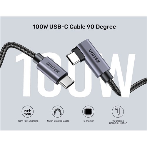 Unitek C14123BK-2M Cable Charging USB-C Male to Male PD 2m 100W Black_6 - Theodist