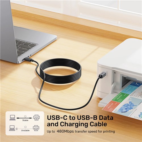 Unitek C14140ABK03-1M USB-C to USB-B 1M Data & Charging Cable 480Mbps_2 - Theodist
