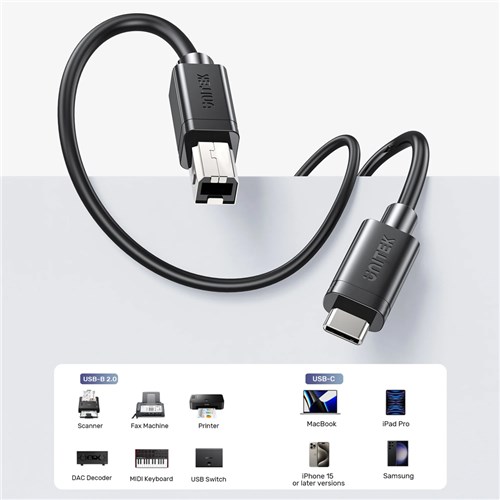 Unitek C14140ABK03-1M USB-C to USB-B 1M Data & Charging Cable 480Mbps_6 - Theodist
