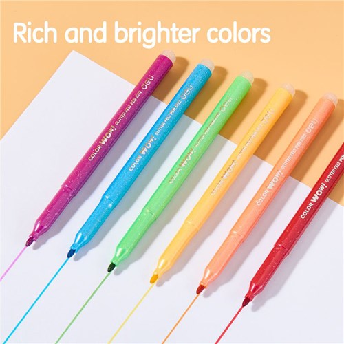 Deli C172 Glitter Felt Pen Color Wow! 12 Pack_2 - Theodist