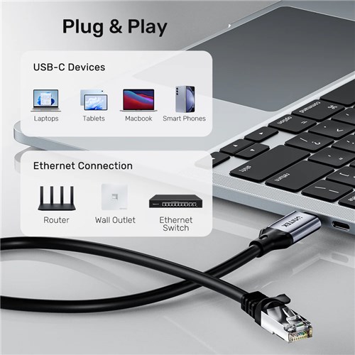 Unitek C18148AGY01-1M USB-C to Ethernet Cable, 1M Gigabit LAN_6 - Theodist