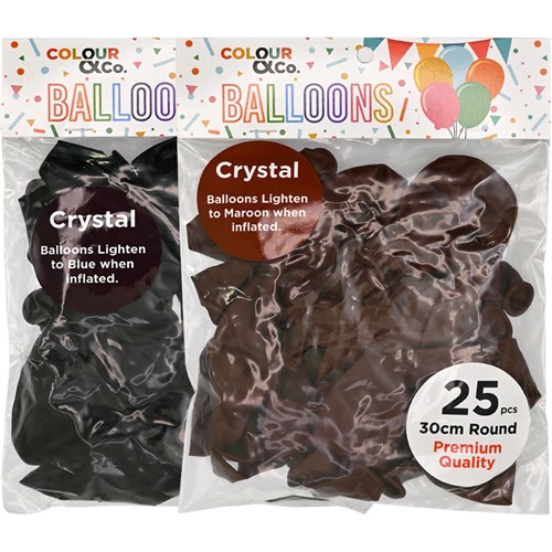 Colour & Co. CB2530 Crystal Dark Red/Dark Blue Balloons, 25 Pcs, 30cm Round, Premium Quality - Theodist