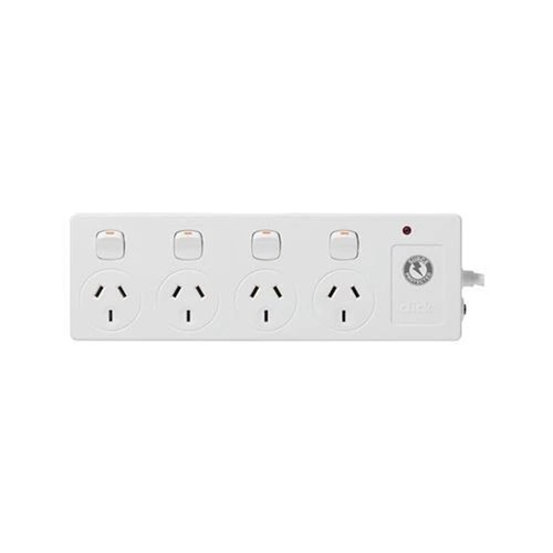 Click CLKPB44K 4 Outlet Power Board Individual Switched,  0.9 Lead Length Side Entry Plug - Theodist