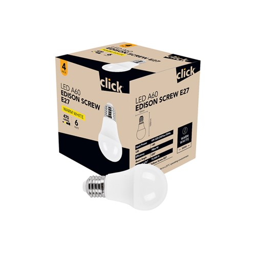 Click LED A60 Edison Screw E27 Cool/Warm White, 470 Lumens, 6 Watt_1 - Theodist