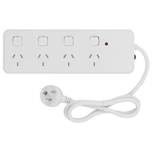 Click Powerboard 4 Outlet with Switch Surge Protect & Child Safet Shutters 0698128 - Theodist