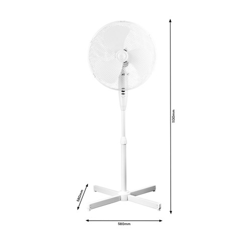 Click 0454952 40cm Pedestal Fan, 3 Speed Control, 58cmX113cm, White_1 - Theodist