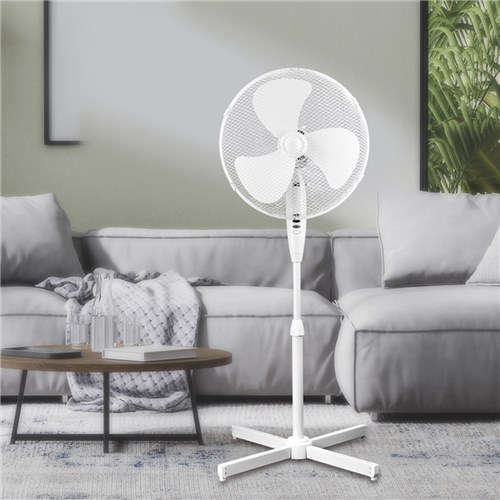 Click 0454952 40cm Pedestal Fan, 3 Speed Control, 58cmX113cm, White_2 - Theodist
