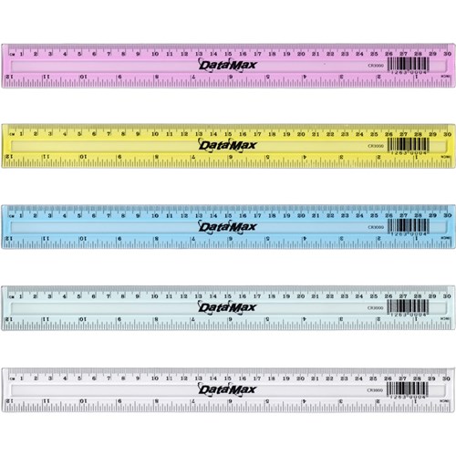 DataMax CR3000 Plastic Ruler 30cm/12in Assorted - Theodist