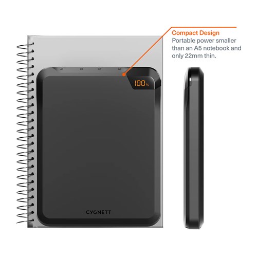 Cygnett VERTPWR 25K Laptop Power Bank 100W 4x USB Ports + Stand OBSIDIAN_2 - Theodist