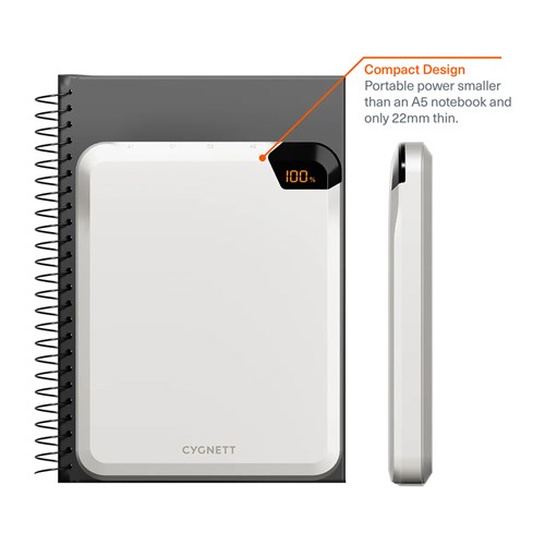 Cygnett VERTPWR 25K Laptop Power Bank 100W 4x USB Ports + Stand, Champagne_2 - Theodist