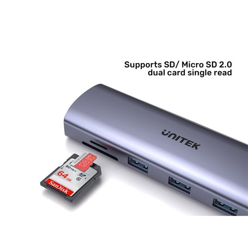 Unitek D1113A USB-C 9 in 1 56GBps Hub Space Grey_9  - Theodist