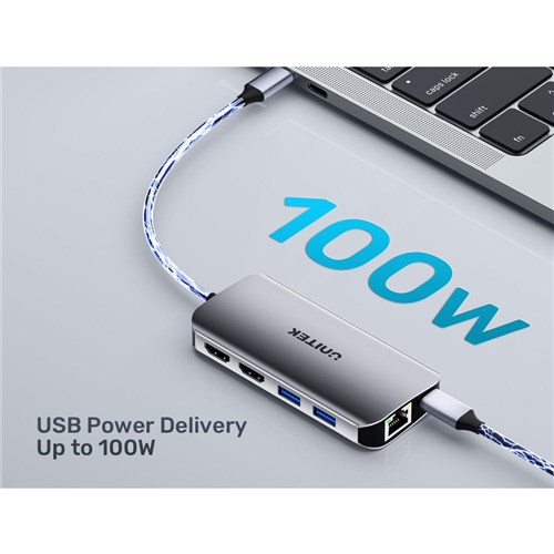 Unitek D1122A01 USB-C 8 in 1 Hub 5GBps Space Grey_3 - Theodist