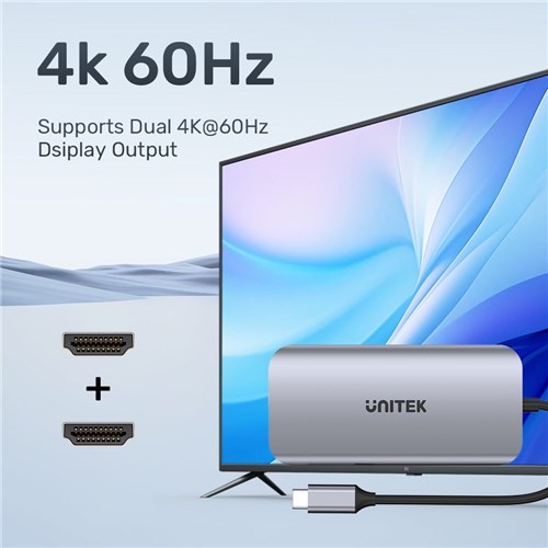 Unitek D1122A01 USB-C 8 in 1 Hub 5GBps Space Grey_5 - Theodist
