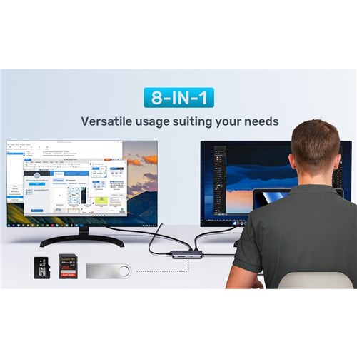 Unitek D1122A01 USB-C 8 in 1 Hub 5GBps Space Grey_7 - Theodist