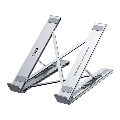 Unitek D1137AGY01 Foldable Laptop Stand + Docking Station 7in1 (2*USB-A USB-C+HDMI+SD/MICRO+PD 100W)_1 - Theodist 