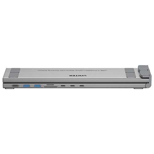 Unitek D1137AGY01 Foldable Laptop Stand + Docking Station 7in1 (2*USB-A USB-C+HDMI+SD/MICRO+PD 100W)_5 - Theodist 