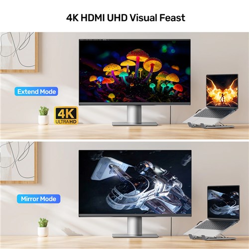 Unitek D1137AGY01 Foldable Laptop Stand + Docking Station 7in1 (2*USB-A USB-C+HDMI+SD/MICRO+PD 100W)_8 - Theodist 