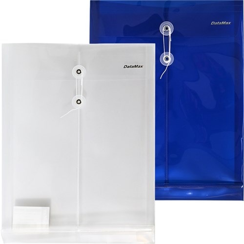 DataMax D49701 Document Pocket A4 with String Fastener, Blue & Clear - Theodist