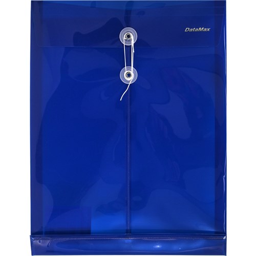 DataMax D49701 Document Pocket A4 with String Fastener, Blue & Clear_BLU - Theodist