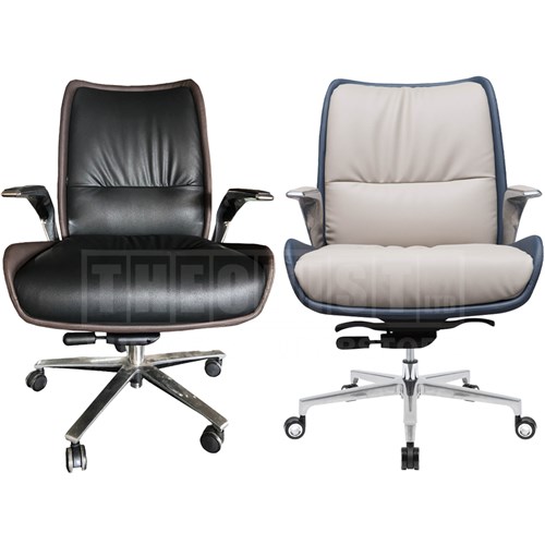Executive Chair D8529B Medium Back Blue and Brown - Theodist