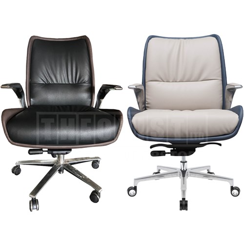 Executive Chair D8529B Medium Back Blue and Brown - Theodist