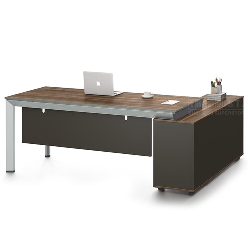 Executive Desk DG16D20L L-Shape NY Series Left Dark Walnut, Iron Grey Legs 2000Wx1600Dx750H_2 - Theodist