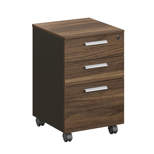 Mobile Pedestal DG16MP Ny Series, 2 Drawer 1 Filing, Dark Walnut - Theodist