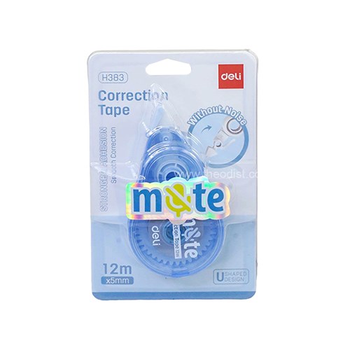 Deli H383 Correction Tape U Shaped Design 12mx5mm_BLU - Theodist