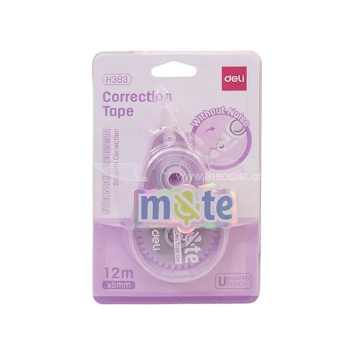 Deli H383 Correction Tape U Shaped Design 12mx5mm_PNK - Theodist
