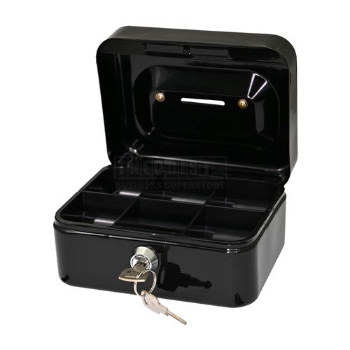 DataMax DM152 Cash Box with Coin Tray & Lock Black 152x118x80mm_1 - Theodist