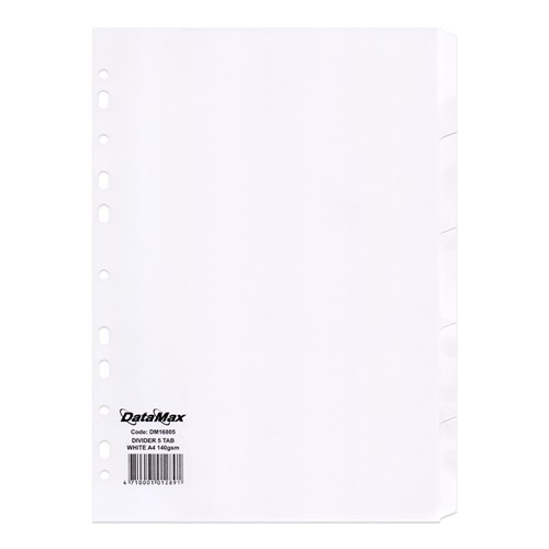 DataMax DM16805 Index Divider 5 Tabs White Blank A4 140GSM - Theodist